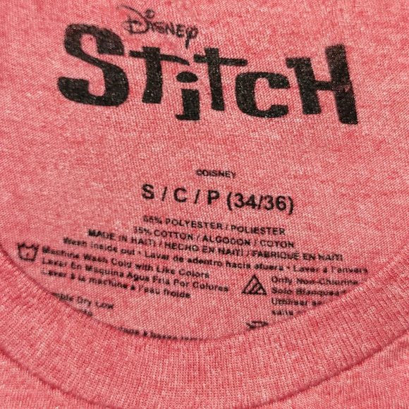 Disney's Stitch "Hangry" T-shirt Red Tee Unisex Adult Size Small (34-36) - Picture 3 of 4
